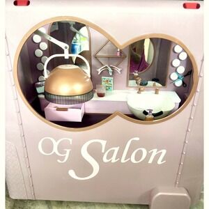 OG Salon on Wheels Doll Playset Mauve Pink Light Up Vanity Trailer